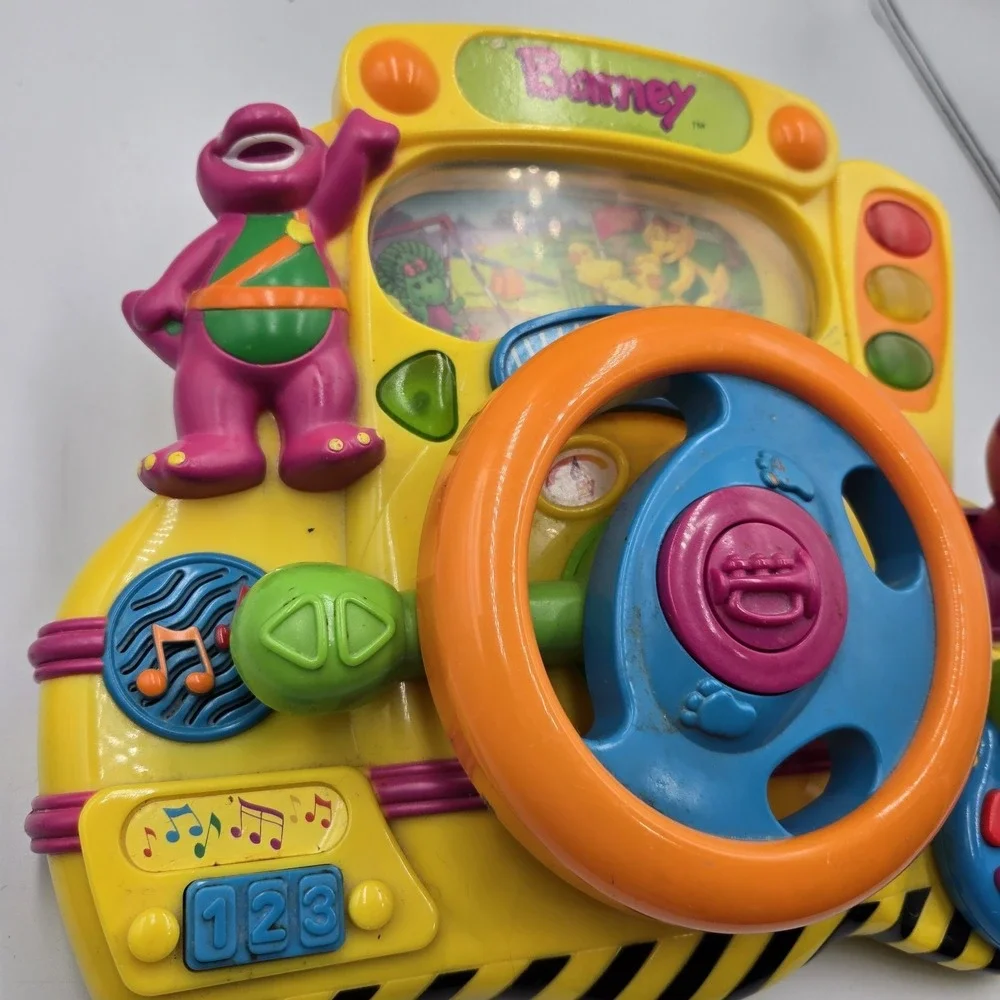 2002 Barney Steering Wheel Driving‎ Electronic Learning Interactive Toy - Works